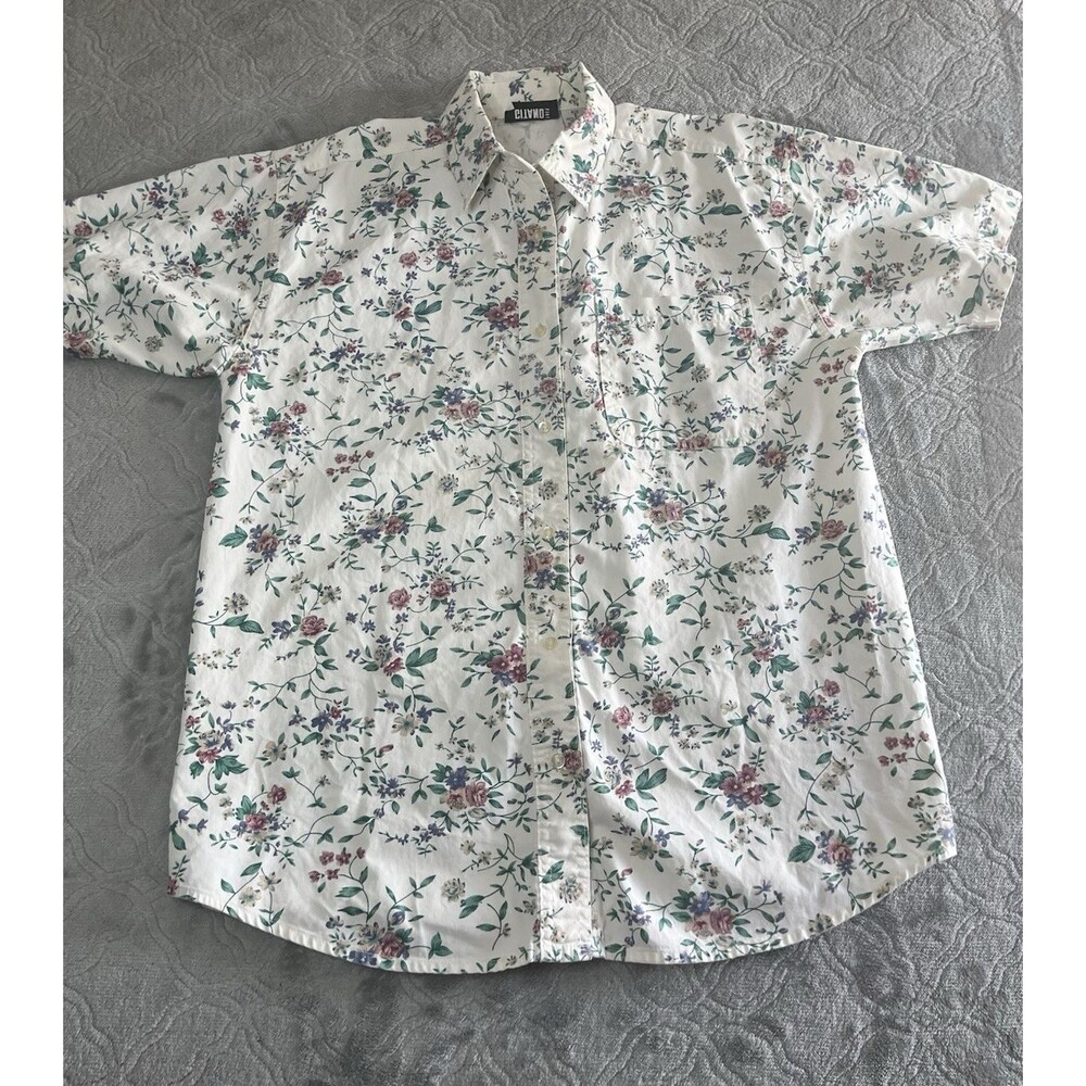 Vintage Gitano Floral Button Up Shirt Womens Small Cottagecore 90s Cotton